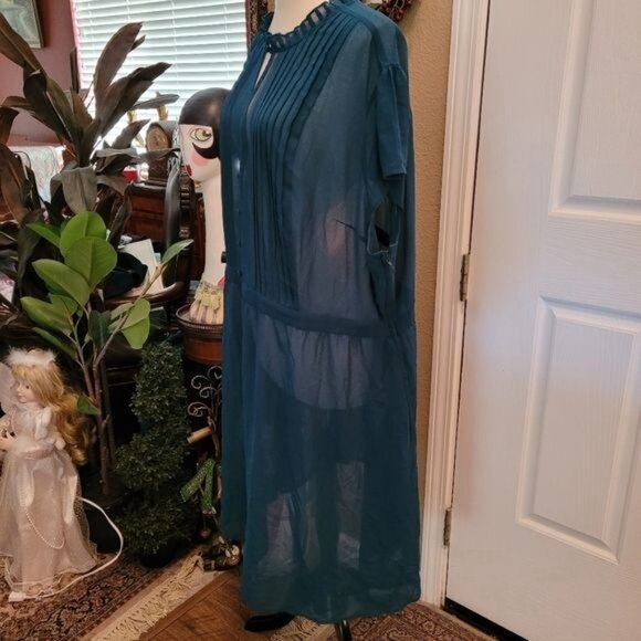 Modcloth Green dress Fall Winter 4X 4XL Semi Sheer Missing Slip - Picture 4 of 7